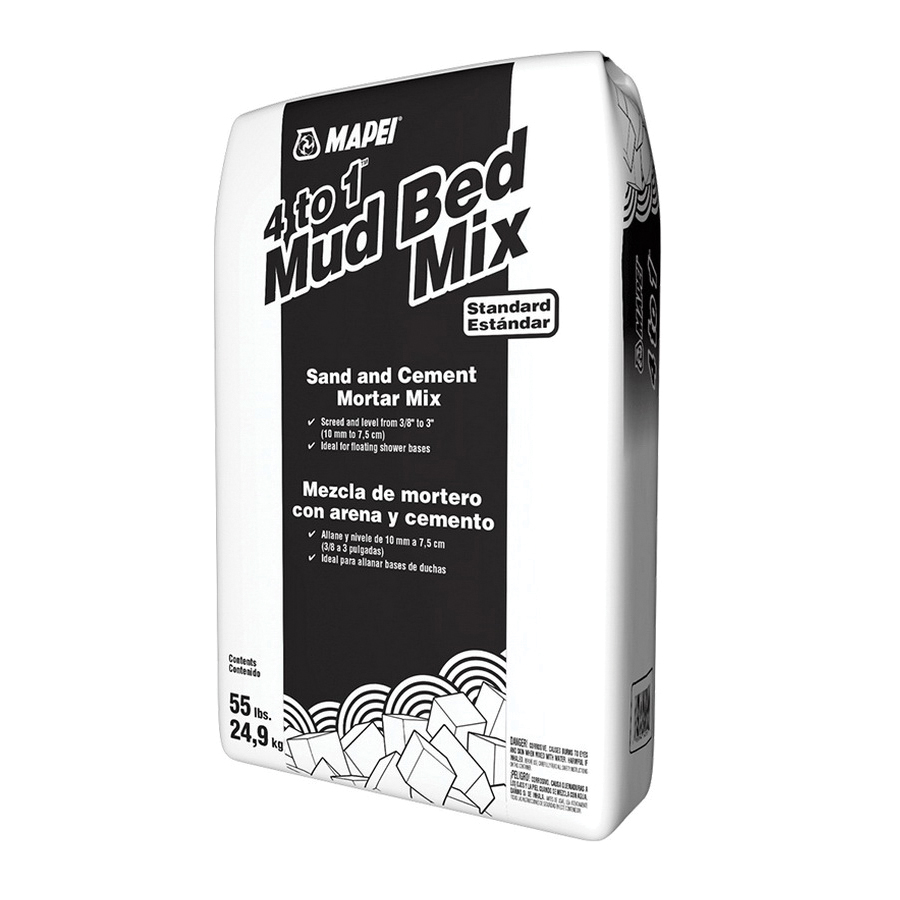 4-to-1 Mud Bed Mix Series 1183025 Mortar Mix, Gray, 55 lb Bag