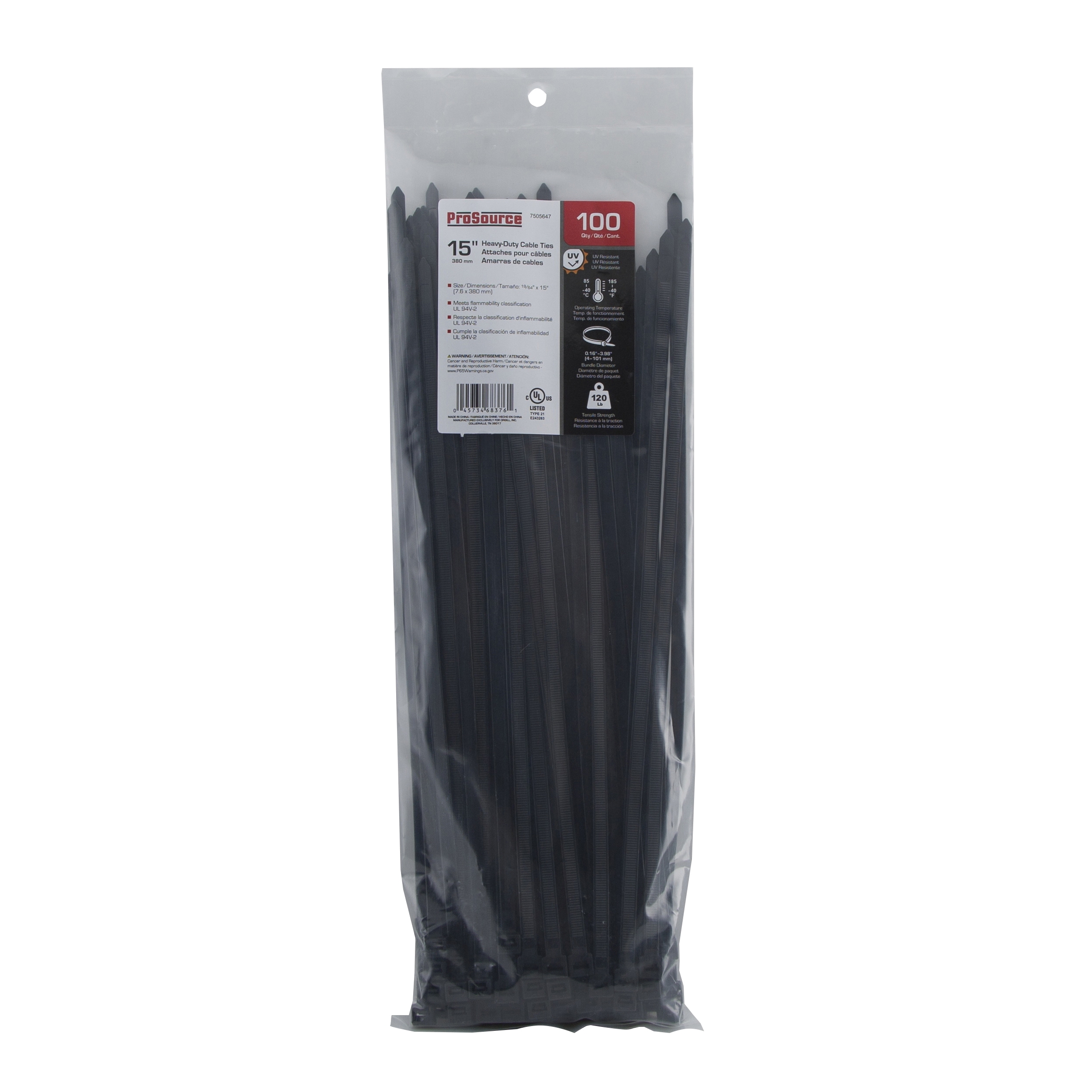 CT0916 Cable Tie, 101 mm Max Bundle Dia, Self-Locking Locking, Nylon, Black