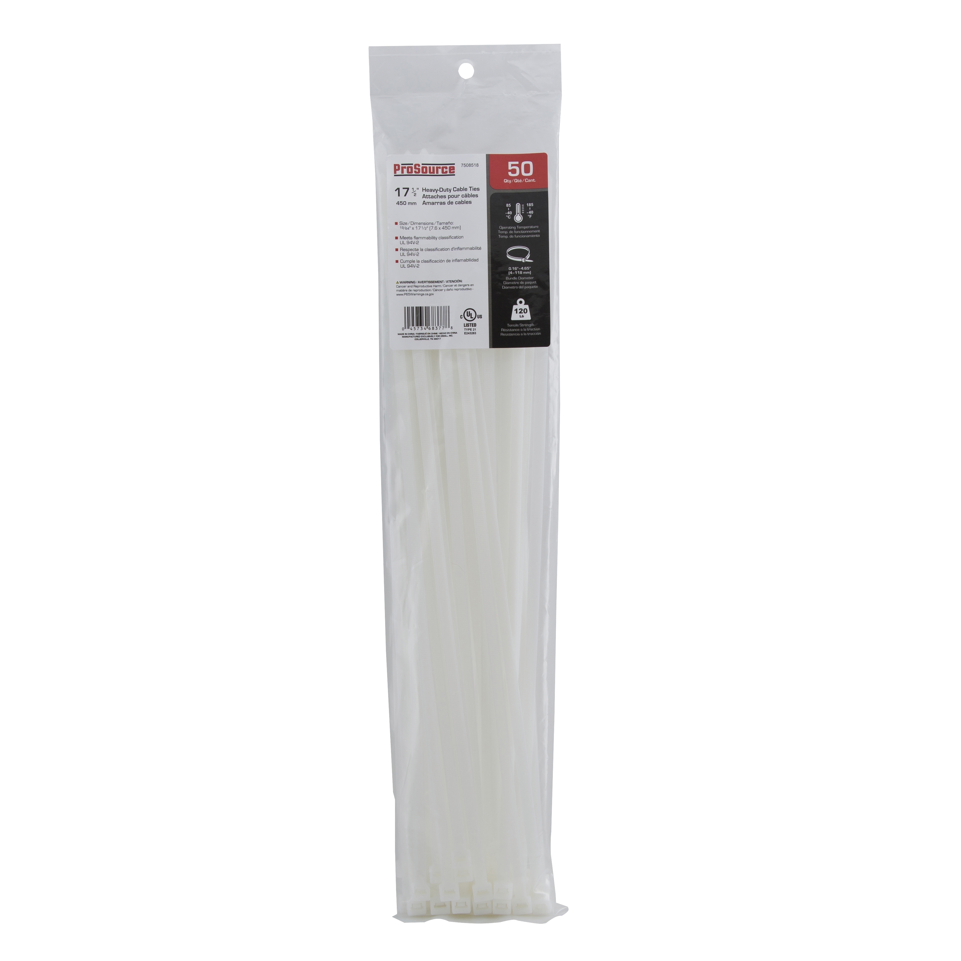 CT0917 Cable Tie, 118 mm Max Bundle Dia, Self-Locking Locking, Nylon, White