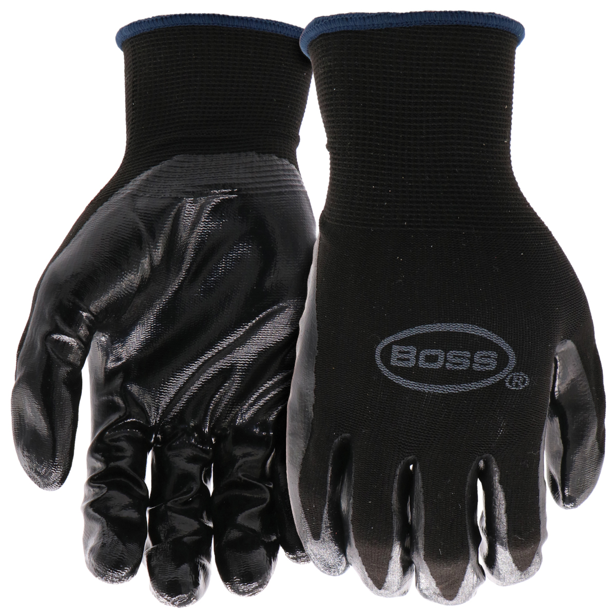Grip Series B31191-L Coated Gloves, L, Knit Wrist Cuff, Nitrile Coating, Nylon, Black