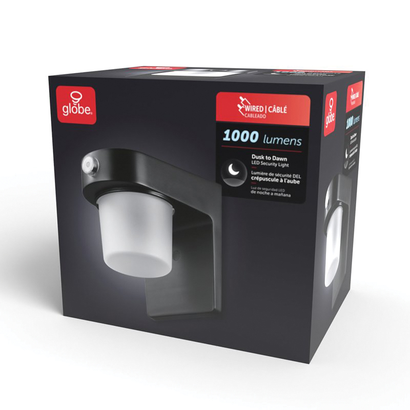 globe 17000187 Dusk-to-Dawn Patio Security Flood Light, LED Lamp, 1000 Lumens, 4000 K Color Temp, Black Fixture - 2