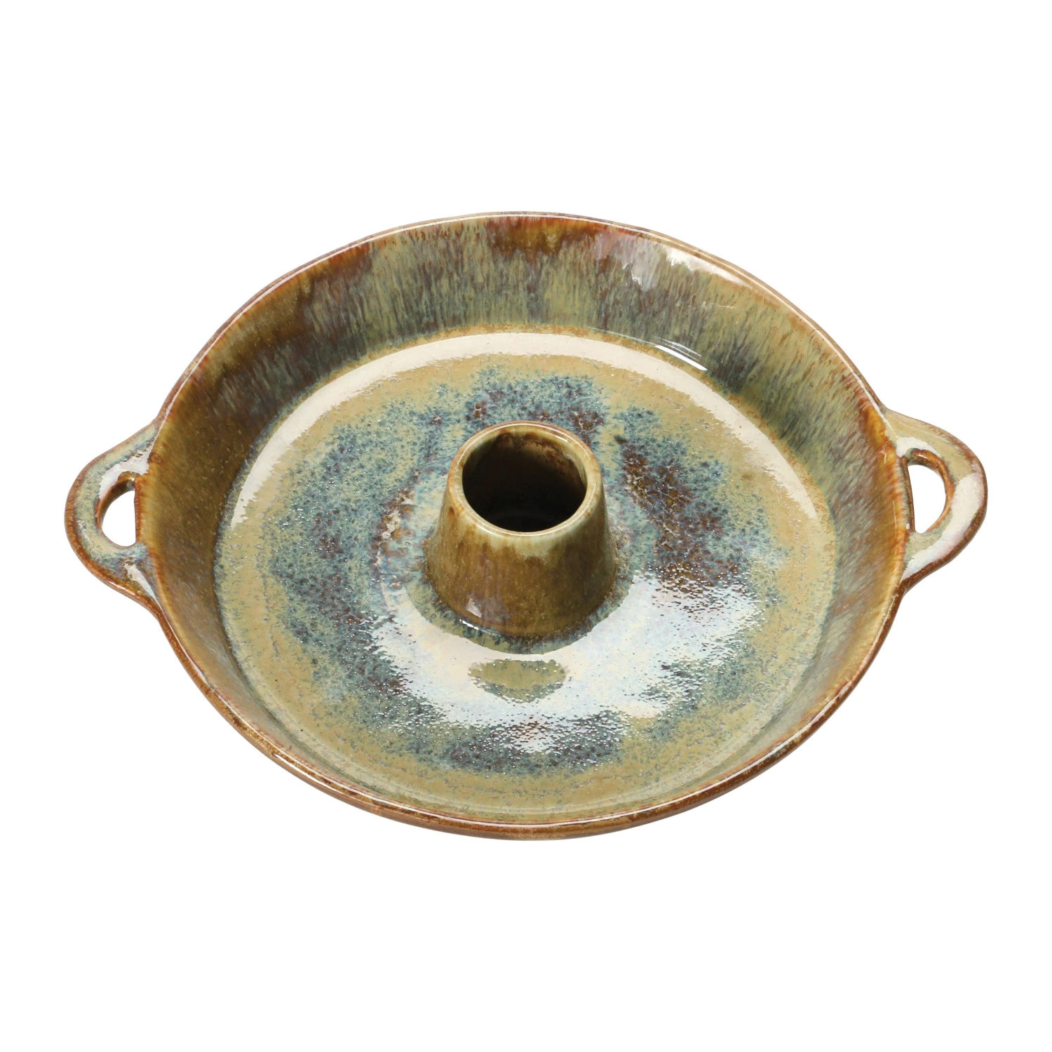 Creative Co-Op Abode Series DF4512 Dish with Toothpick Holder, Stoneware, Brown, Reactive Glaze, 10-1/2 in L, 8-3/4 in W - 5