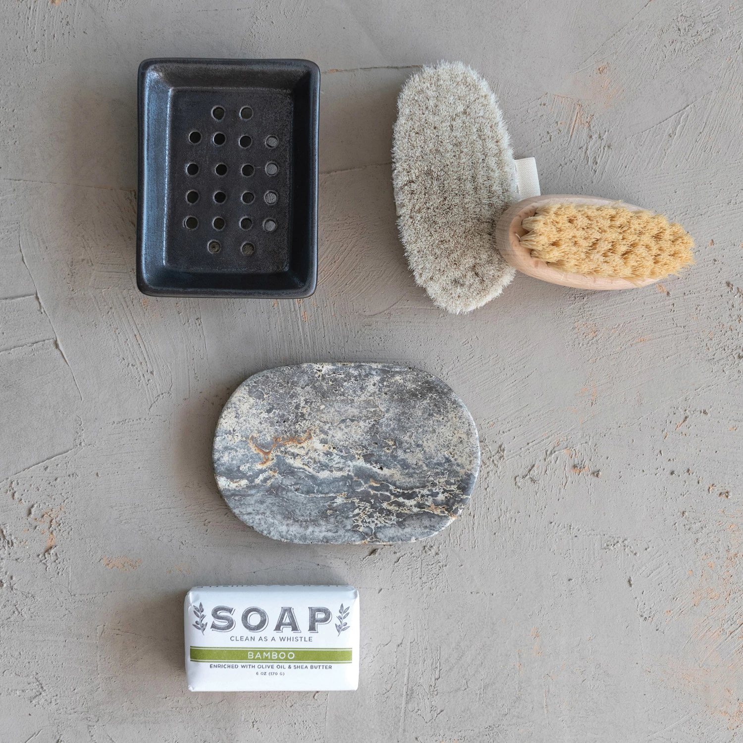 Creative Co-Op Daily Routines Series DF6839 Soap Dish, Travertine, Gray - 2
