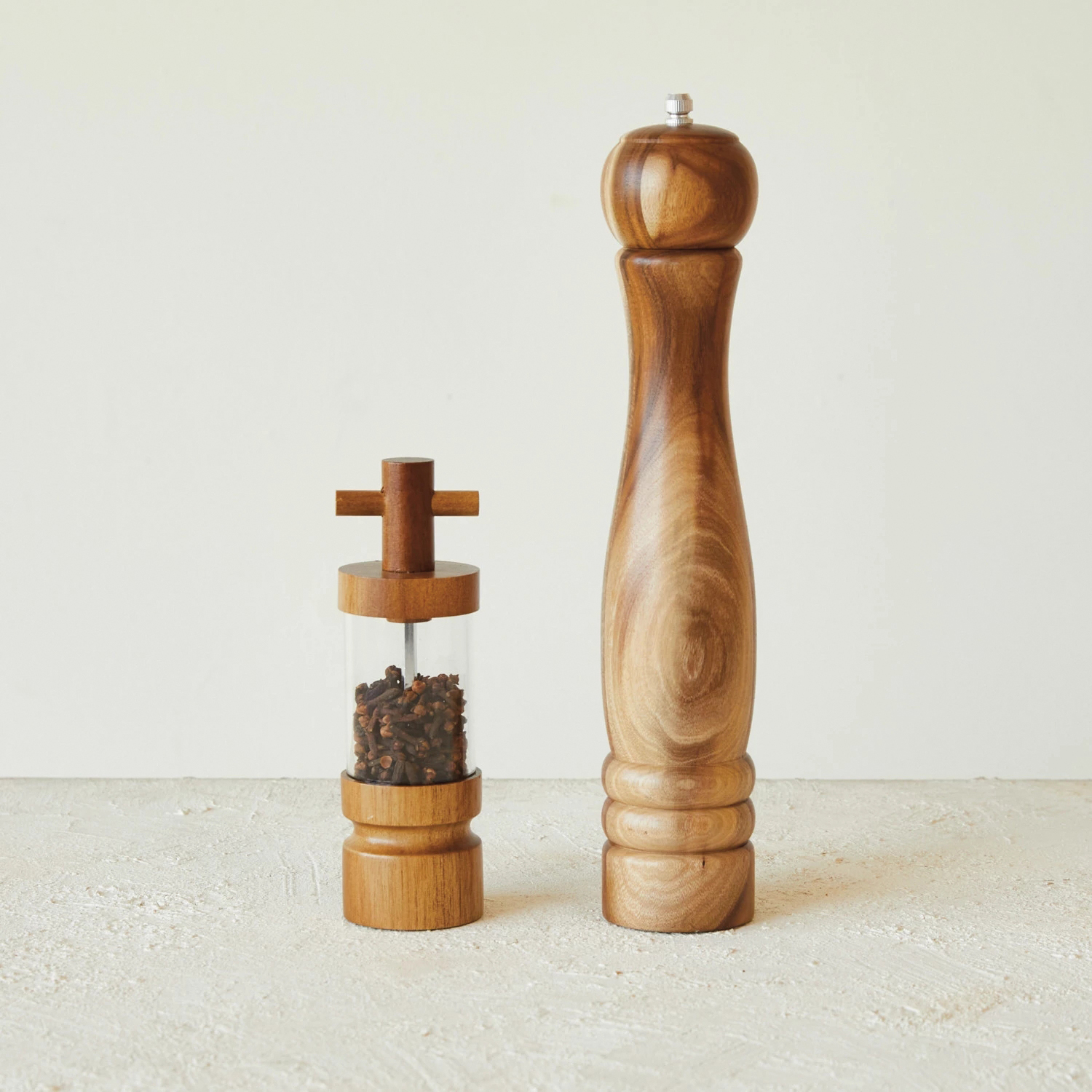 Creative Co-Op At The Table Series DF8882 Salt/Pepper Mill, Acacia Wood/Acrylic - 2
