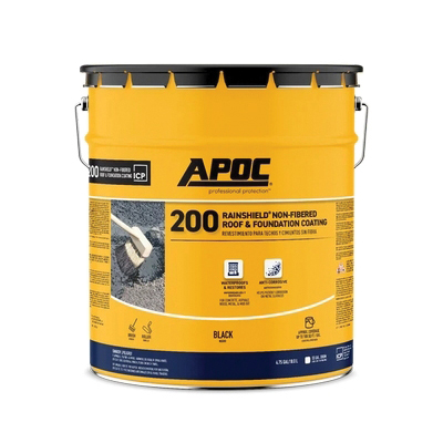 200 Rainshield AP-200 Series AP-2005 Non-Fibered Roof and Foundation Coating, Black, 4.75 gal, Pail, Liquid