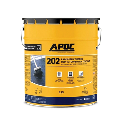 202 Rainshield AP-202 Series AP-2025 Fibered Roof and Foundation Coating, Black, 4.75 gal, Pail, Liquid