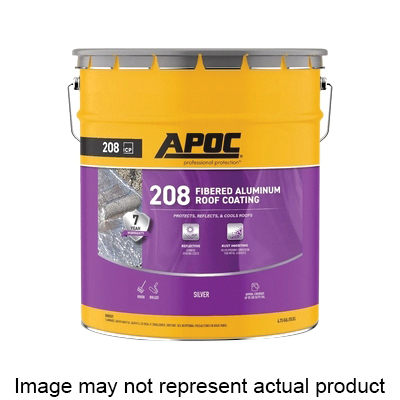 AP-208 Series AP-2081 Fibered Aluminum Roof Coating, Bright Silver, 1 gal, Pail, Liquid