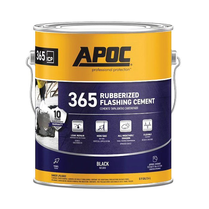 AP-365 Series AP-3651 Rubberized Flashing Cement, Black, Liquid, 1 gal, Pail