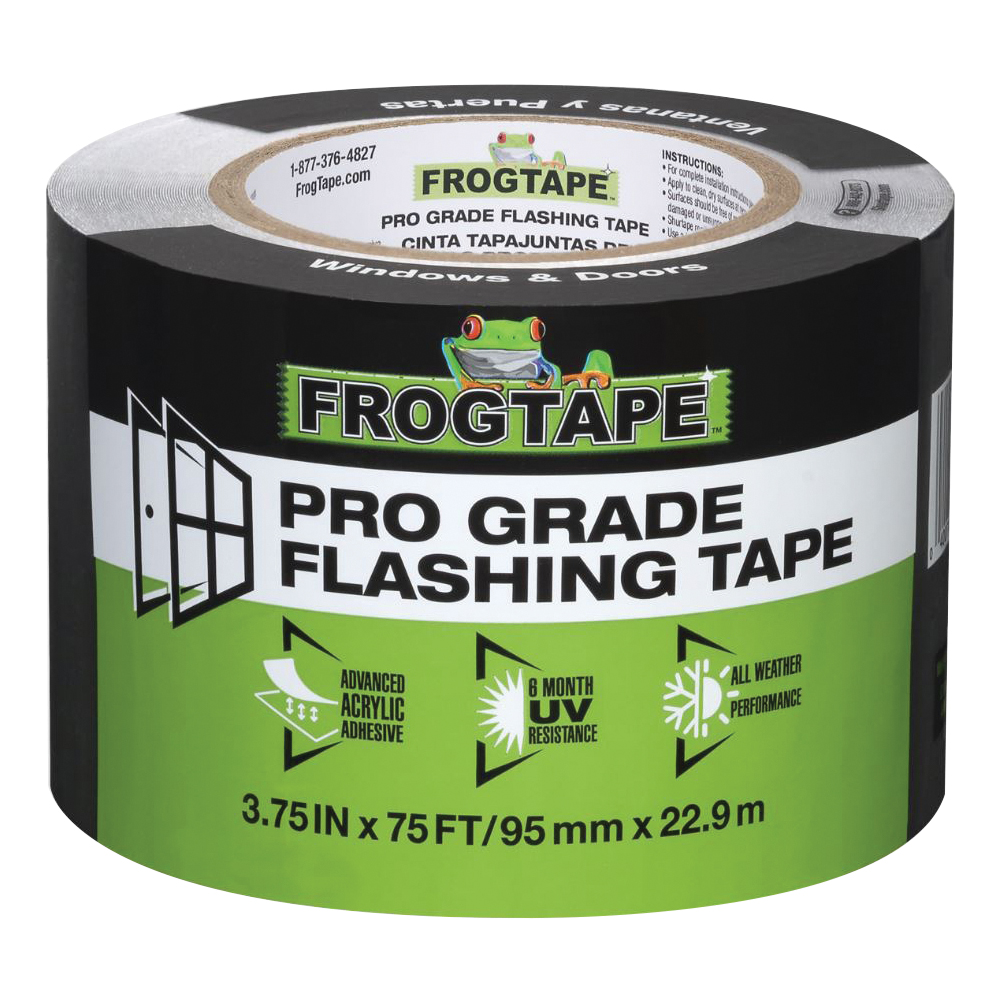 105724 Flashing Tape, 75 ft L, 3-3/4 in W, Black, Acrylic Adhesive