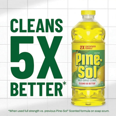 Pine-Sol 10041294601655 Multi-Surface Cleaner and Disinfectant, 40 oz Bottle, Liquid, Fresh Lemon - 6
