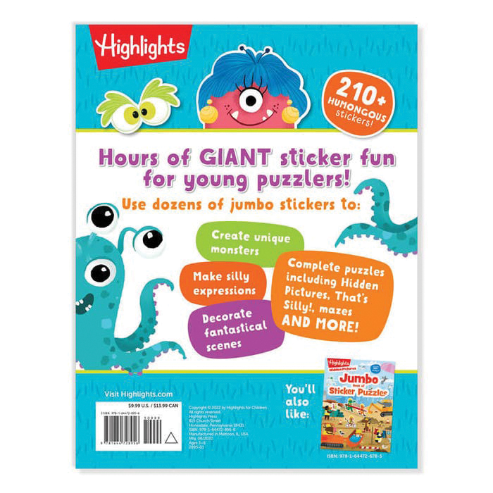Highlights A2895 Activity Book, Giant Sticker Monster Fun, 3 to 6 years, English - 2