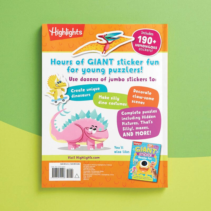 Highlights A2929 Activity Book, Giant Sticker Dinosaur Fun, 3 to 6 years, English - 2