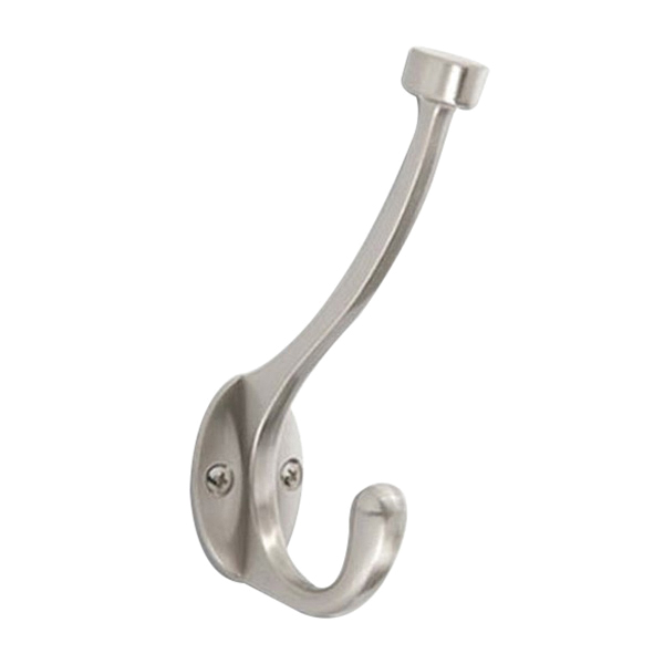 H55465G10 Decorative Hook, Zinc, Satin Nickel, 15 lb, 3-5/16 in Projection