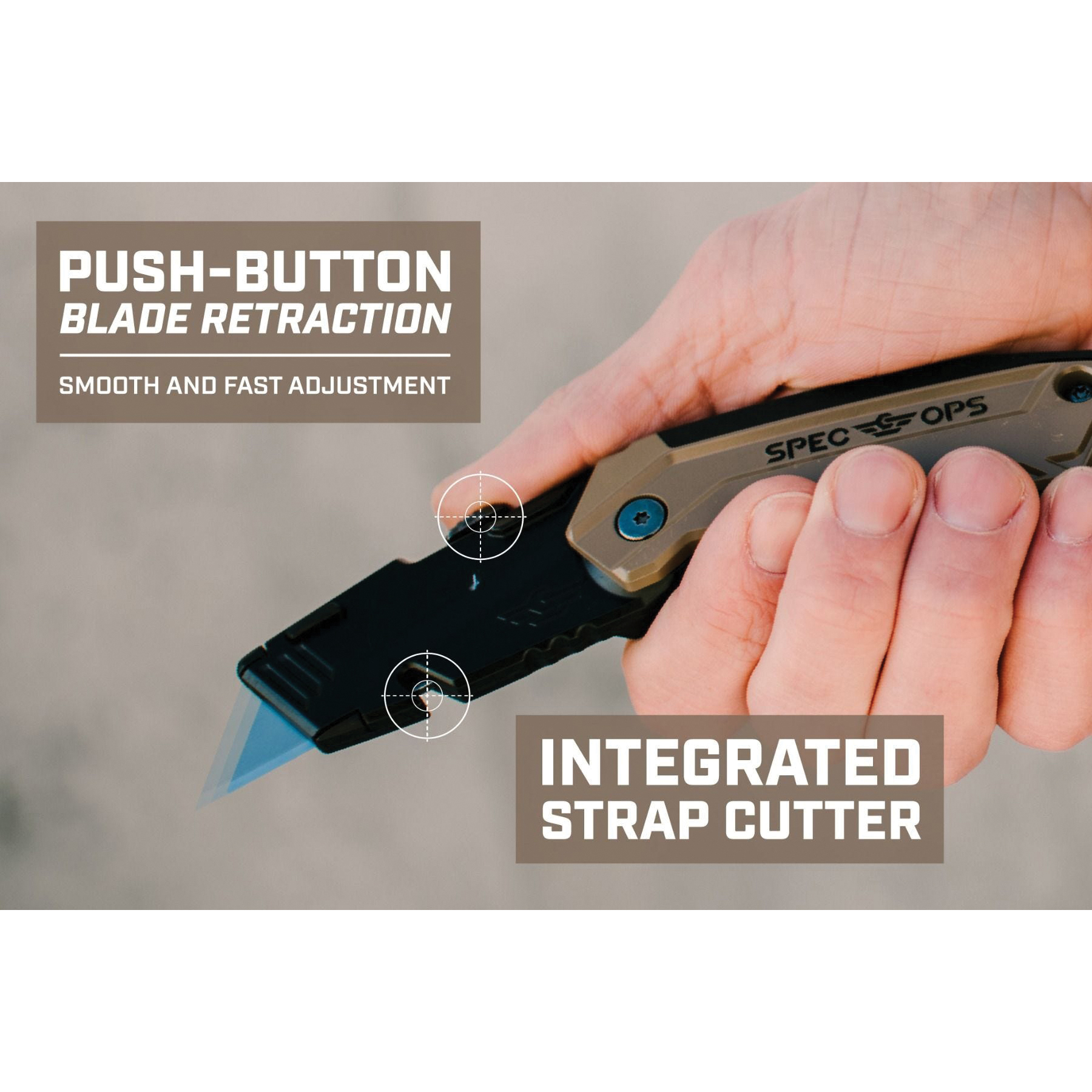 Spec Ops SPEC-K1-FR-2PK Foldable Utility Knife, Aluminum Blade, 3-Blade, Black/Flat Dark Earth Handle - 3