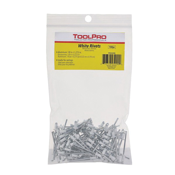 TP05090 Pull Rivet, 0.275 in L, Aluminum, 1/8 in Head