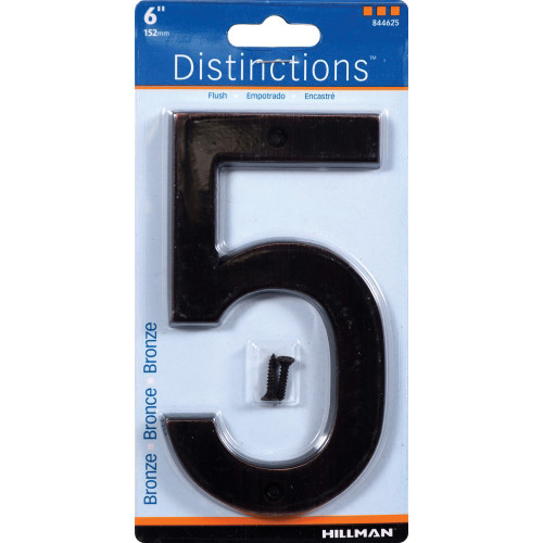 House Number, Hillman, Character: 5, 6 in H Character, Aluminum/Metal - 3