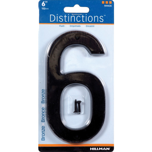 House Number 6, Hillman, 6 in H Character, Aluminum/Metal - 3
