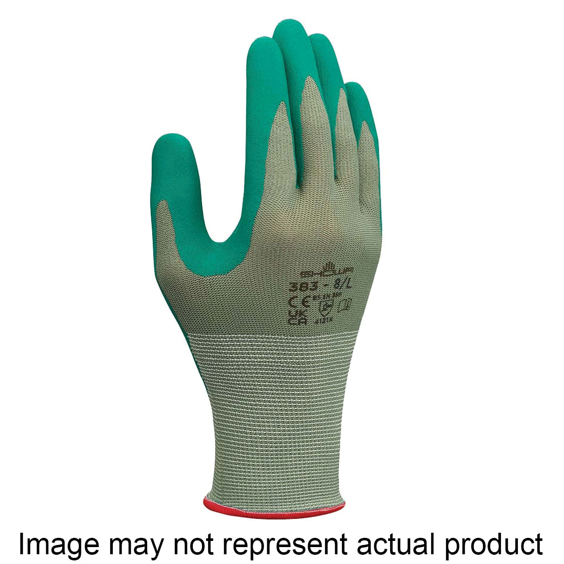 383-S/06 Coated Gloves, S, 220 mm L, Nitrile Coating, Polyester, Green