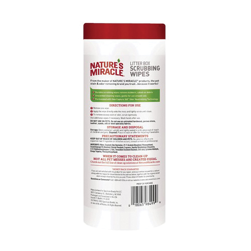 Nature's Miracle P-68499 Litter Box Scrubbing Wipes, 30 - 2