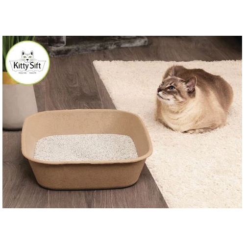 Kitty Sift K3103 Disposable Large Litter Box, 17.8 in W, 13.8 in D, Cardboard - 2