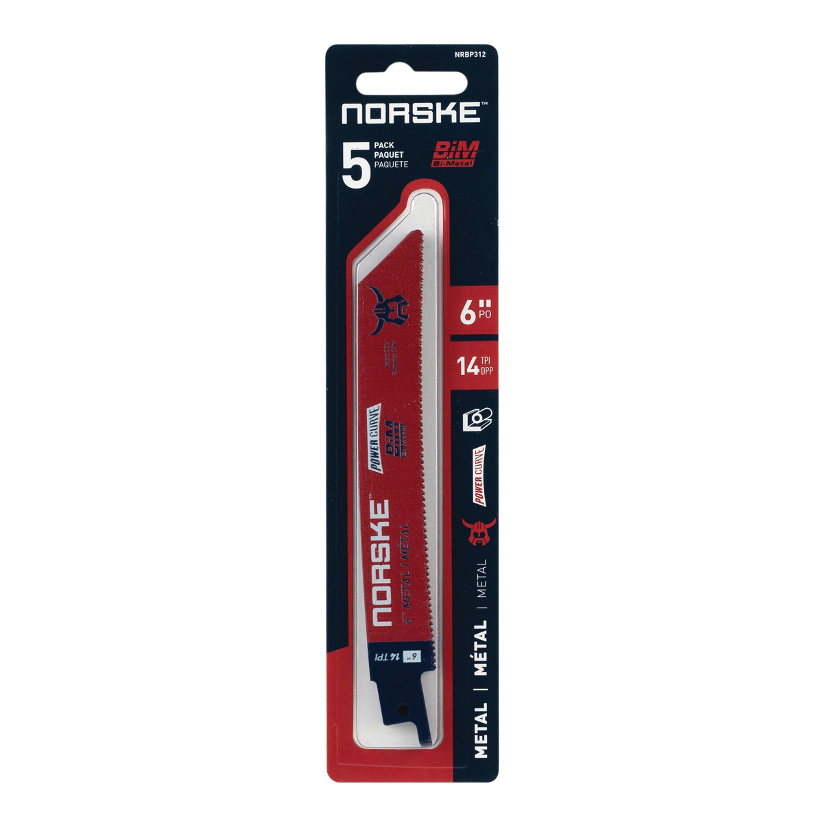 Norske POWER CURVE NRBP311 Reciprocating Saw Blade Pack, 9 in L, 18 TPI - 1