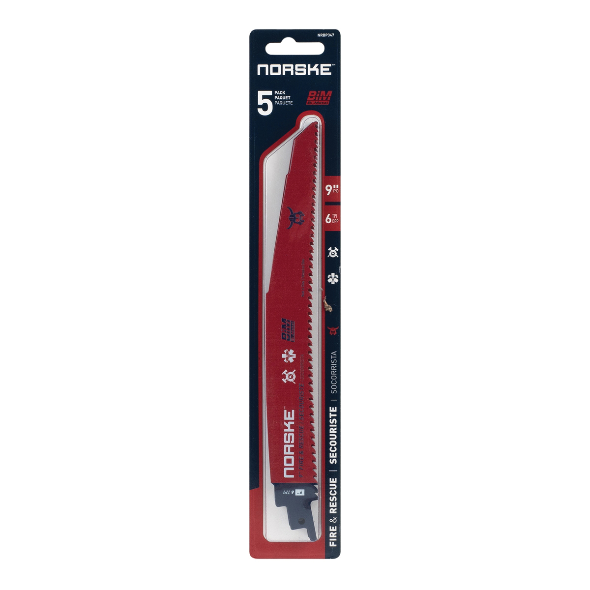 Norske NRBP349 Reciprocating Saw Blade Pack, 12 in L, 6 TPI - 1