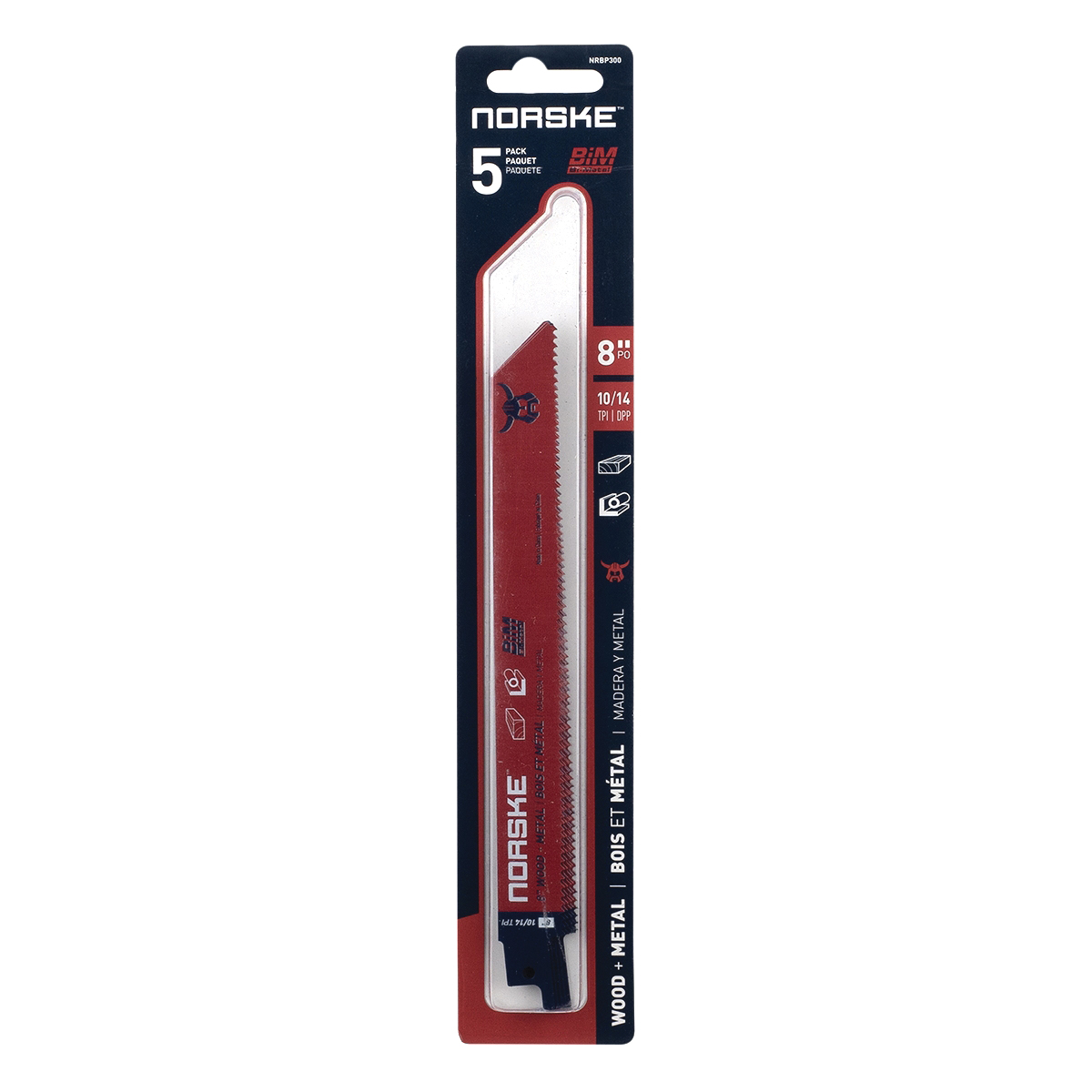 Norske NRBP301 Reciprocating Saw Blade Combination Pack, 12 in L, 10/14 TPI - 1