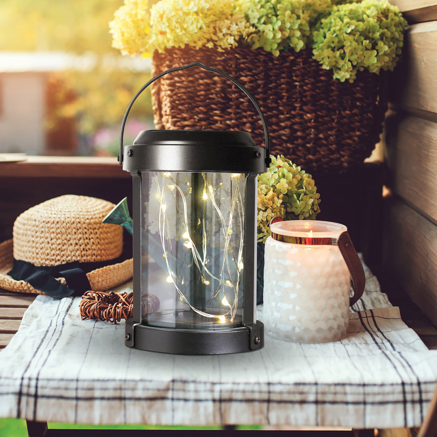 Fairy Light Lantern, Feit Electric, Round, Battery, Solar, LED Lamp, Bronze - 3