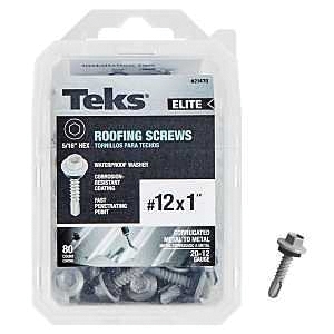 Elite Series 21470 Roofing Screw, 1 in L, Coarse Thread, Washer Head, Hex Drive, Drill Point, Steel, 80