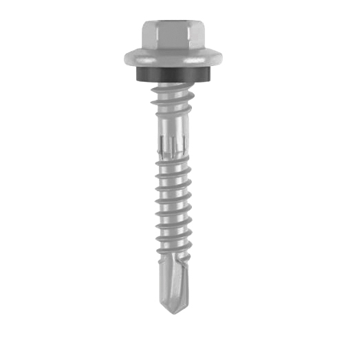 Elite Series 21474 Roofing Screw, 2 in L, Coarse Thread, Washer Head, Hex Drive, Drill Point, Steel, 50