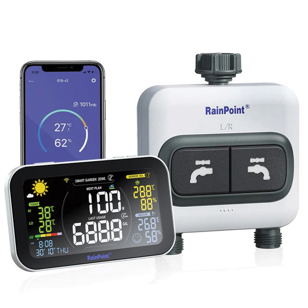 Water Timer, RainPoint, 2-Zone, Wi-Fi - 1