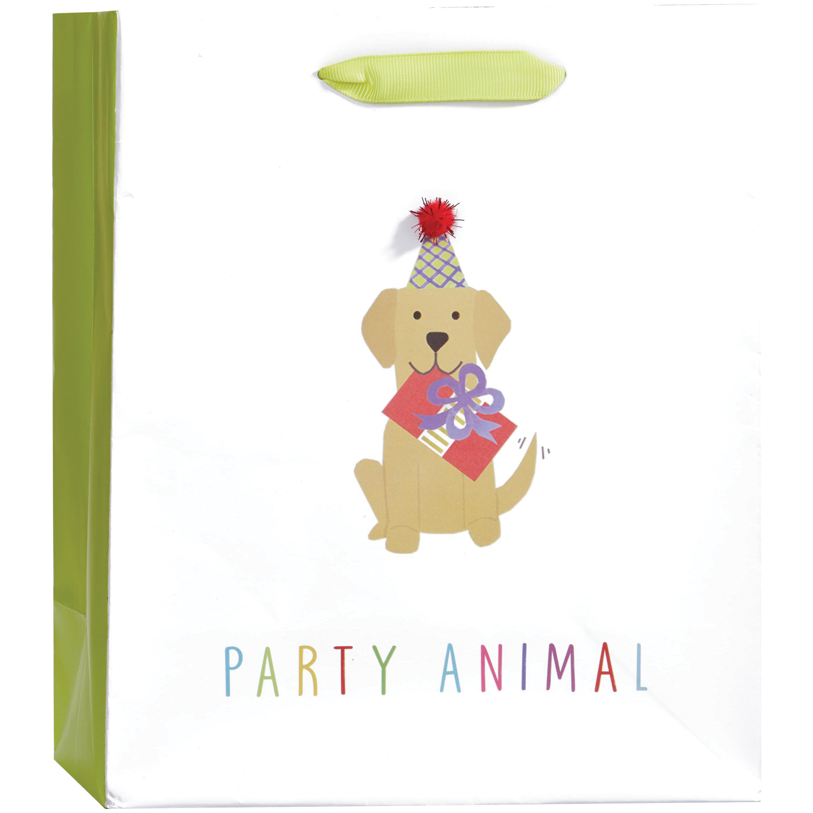design DESIGN 226-09429 design DESIGN 226-09429 Party Pups Medium Gift Bag, 8 in W, 10 in H, Green - 1