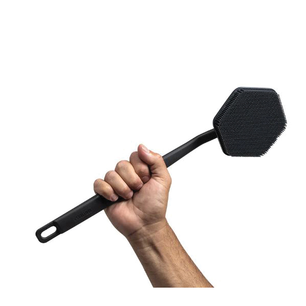 Tooletries T0129-1 Back Scrubber, 16-1/2 in L, Silicone, Charcoal, Ergonomic Handle - 2