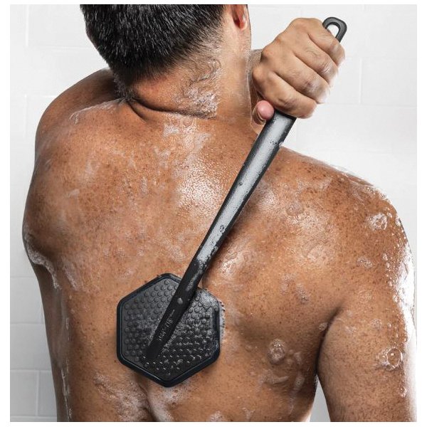 Tooletries T0129-1 Back Scrubber, 16-1/2 in L, Silicone, Charcoal, Ergonomic Handle - 3