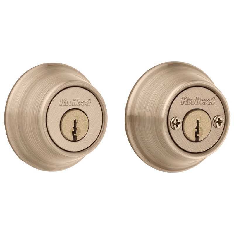 600 Series 665 5 RCAL RCS/5303 Deadbolt, 3 Grade, Keyed Key, Zinc, Antique Brass, 2-3/8 to 2-3/4 in Backse