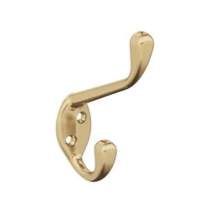 Noble Series H55451CZ Double Prong Wall Hook, 7/16 in W, Zinc, Champagne Bronze, 25 lb, 3-9/16 in Projection