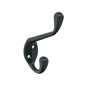 Noble Series H55451MB Double Prong Wall Hook, 7/16 in W, Zinc, Matte, 25 lb, 3-9/16 in Projection