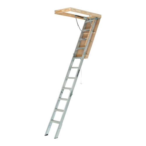 AL2540MG-FT Attic Ladder, 7 ft 8 in to 10 ft 3 in H Ceiling, 25-1/2 x 54 in Ceiling Opening, 11 -Step, 375 lb