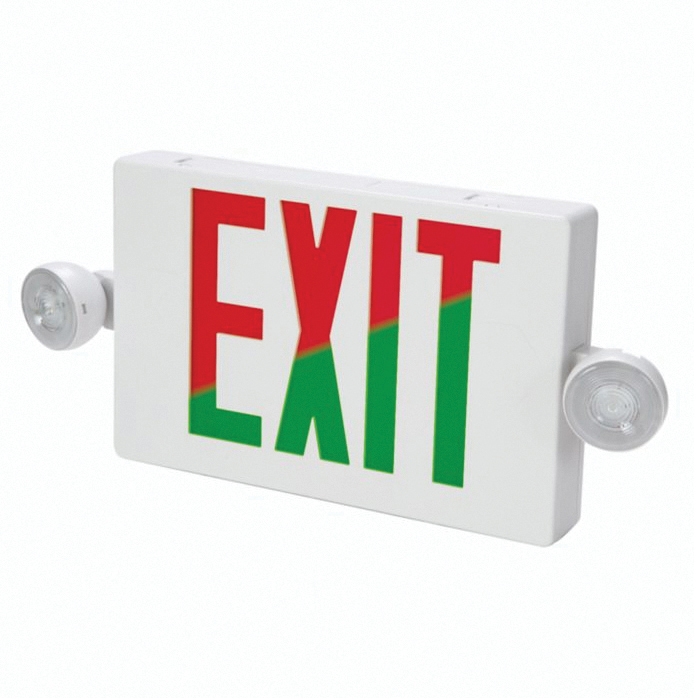 Sure-Lites APC7RG Exit Light, 16-9/16 in OAW, 8-1/4 in OAH, 120/277 V, 4.04 W, LED Lamp, Thermoplastic Fixture, White