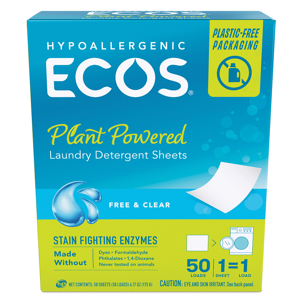 9537/10 Laundry Detergent, 50, Sheet, Free and Clear