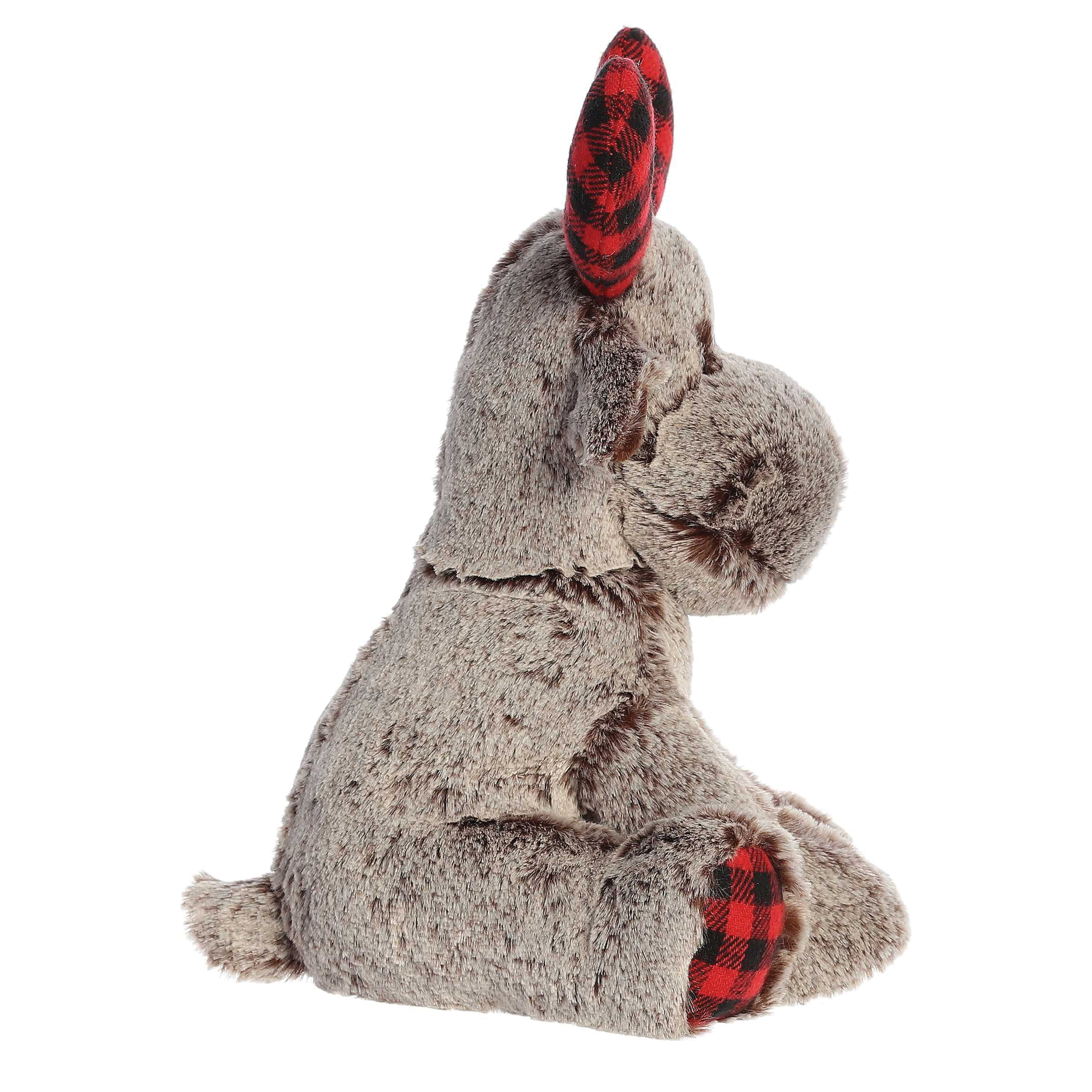 Aurora Holiday Series 99347 Buffalo Plaid Moose Stuffed Toy, All Ages, Polyester, Brown - 2