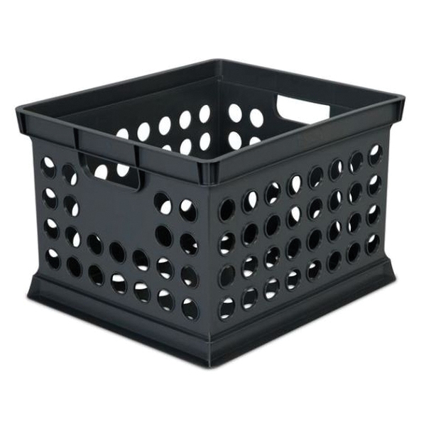 16940906 Storage Crate, 3 qt, Polypropylene, Black, 15-5/8 in L, 13-3/4 in W, 10-5/4 in H