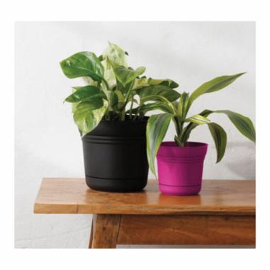 Bloem Saturn Series SP1215 Planter, 12 in Dia, Fuchsia - 1