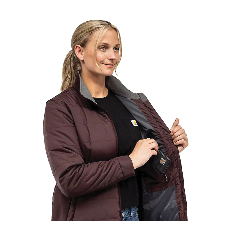 Carhartt 105912-BRN-S Insulated Puffer Jacket, S, Elastane/Nylon, Carhartt Brown, Mock Neck, Hook and Loop, Zipper - 3