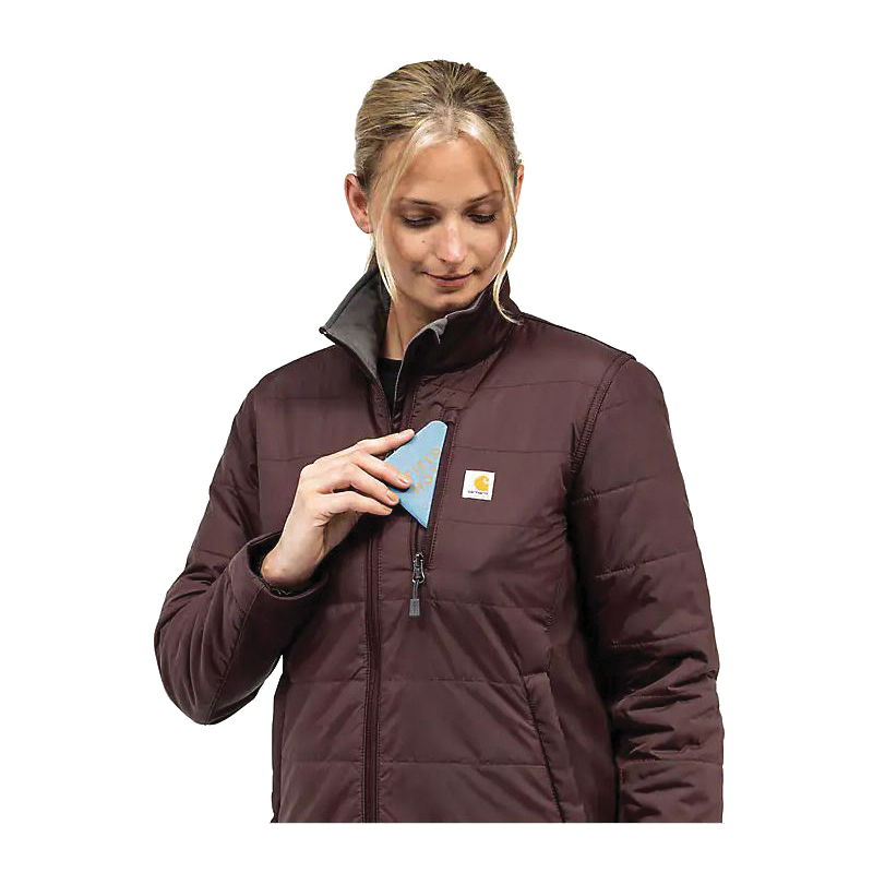 Carhartt 105912-BRN-S Insulated Puffer Jacket, S, Elastane/Nylon, Carhartt Brown, Mock Neck, Hook and Loop, Zipper - 4