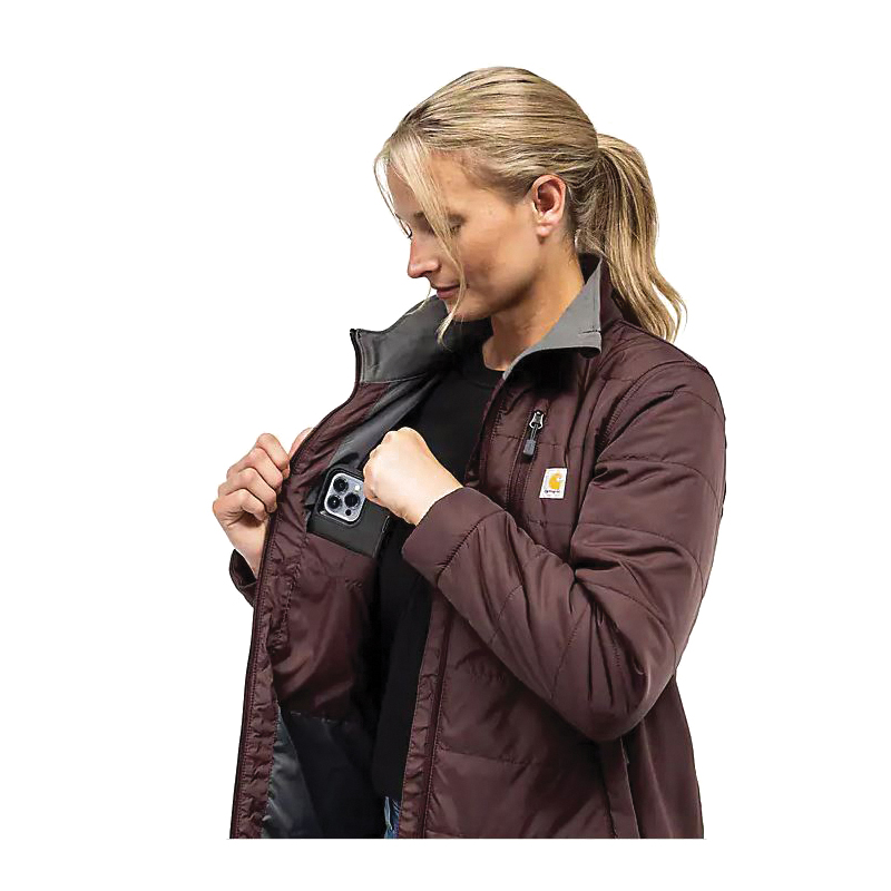 Carhartt 105912-BRN-S Insulated Puffer Jacket, S, Elastane/Nylon, Carhartt Brown, Mock Neck, Hook and Loop, Zipper - 5