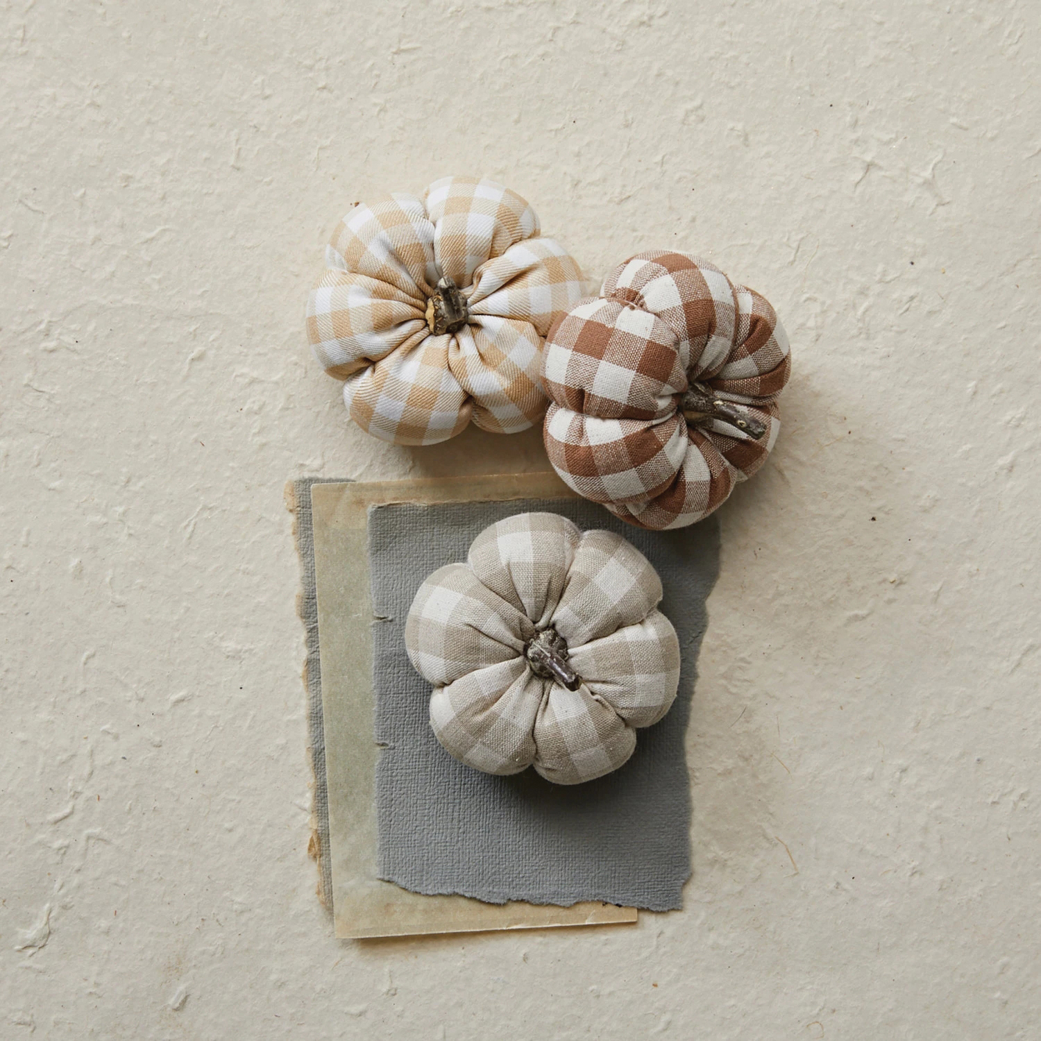 Creative Co-Op Pumpkin & Spice Series CF3701A Round Pumpkin with Stem Halloween Decor, 2 in H, Fabric/Resin - 2