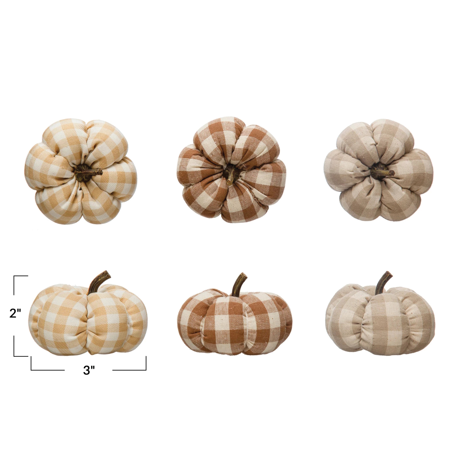 Creative Co-Op Pumpkin & Spice Series CF3701A Round Pumpkin with Stem Halloween Decor, 2 in H, Fabric/Resin - 3