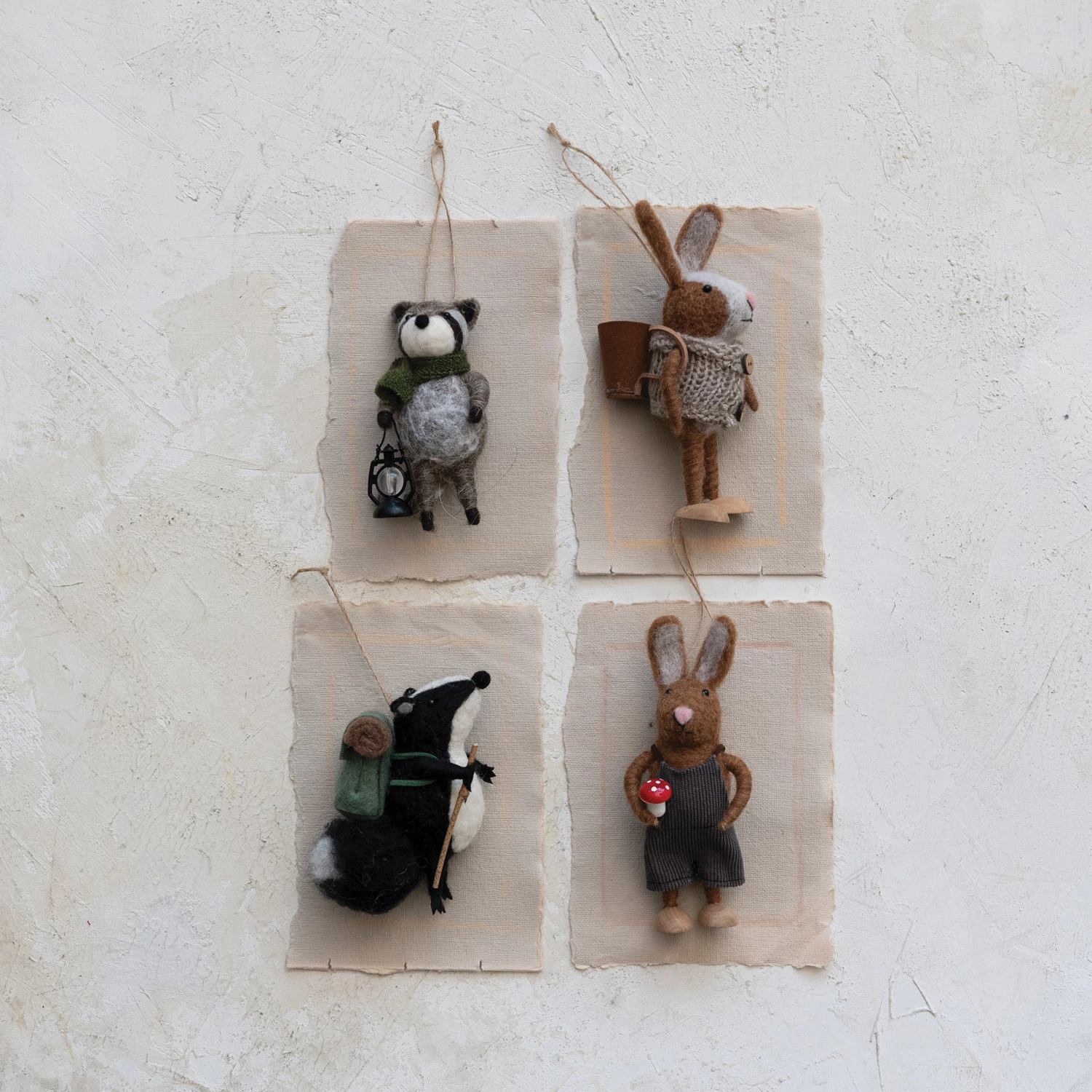 Creative Co-Op Cabin Holiday Series XS6692A Forest Animal Ornament, 5-3/4 in H, Wool, Multi-Color - 2