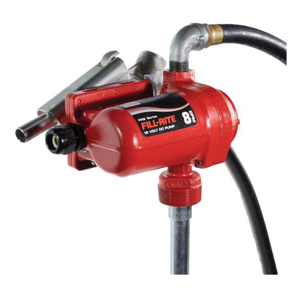 FR8 Series FR8 Fuel Transfer Pump with Nozzle, Motor: 1/12 hp, 12 VDC, 15 A, 2600 rpm, 6 ft L Suction Tube